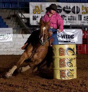 Stephanie Cosca riding barrel horse Hot Rod,Ca