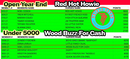 Red Hot Howie Sitting at the top of the 777 Open Year End Standing and NBHA Senior for mid July 2021