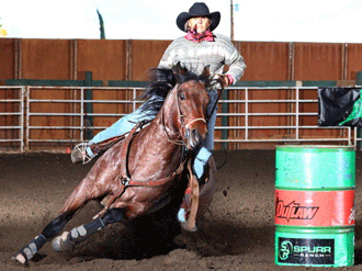 Noel Cosca riding Tom and Nugget in Candy Cane Classic 2021