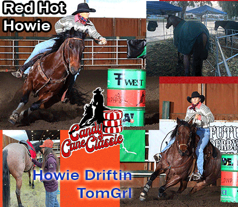 Noel Cosca riding Tom and Nugget in Candy Cane Classic 2021